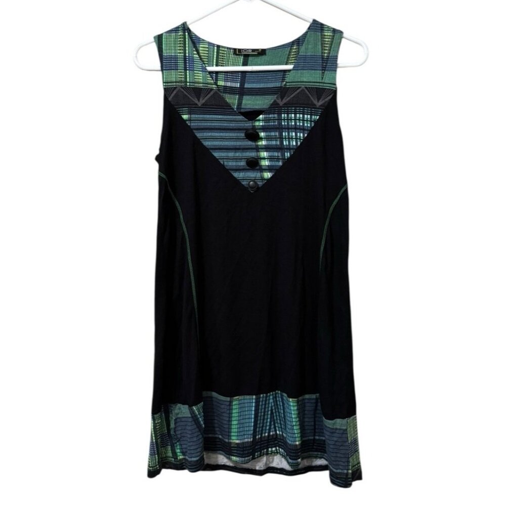 Lior Paris Designer Art‎ Sleeveless Tunic Top Size Measured Stretch Buttons City